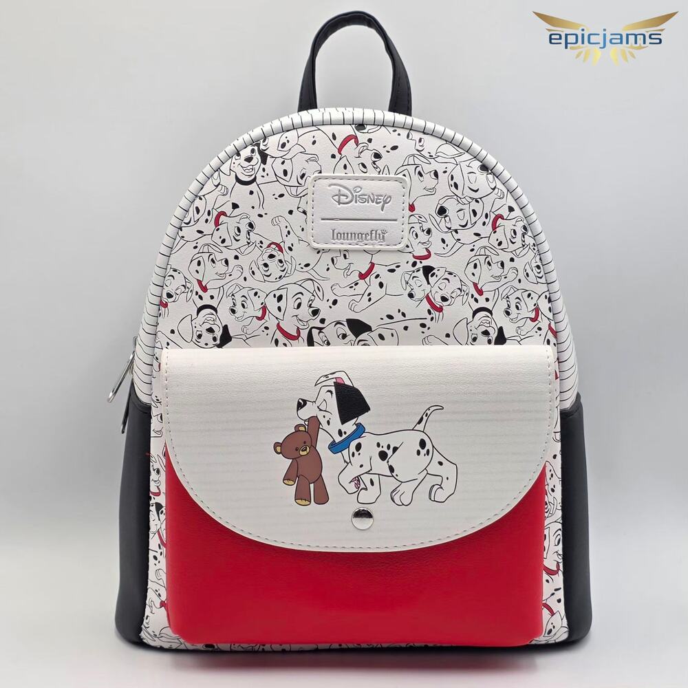 Loungefly Disney 101 Dalmatians Teddy Bear Puppy Dog White Mini Backpack Bag New